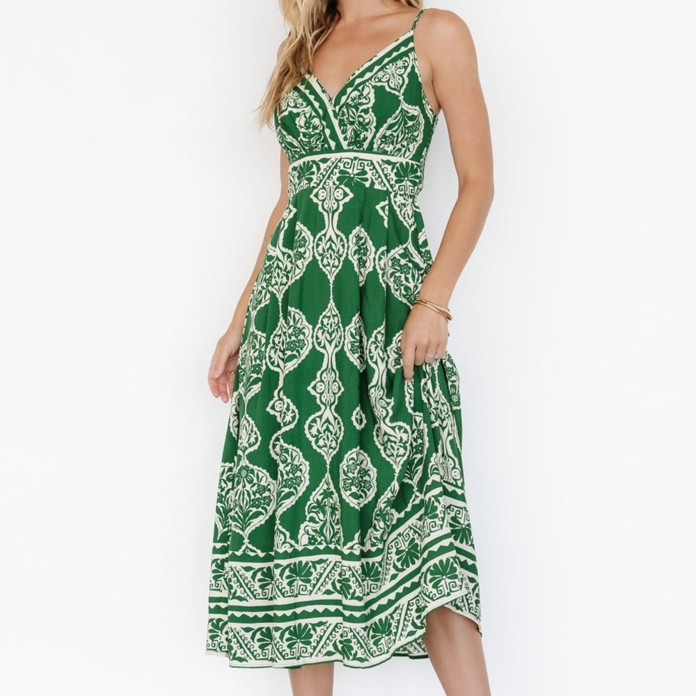 Baltic Born Green and White Midi Dress.